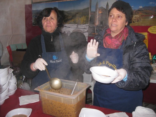 Geltrude and Silvana dish up their buonissimo zuppa di roveja