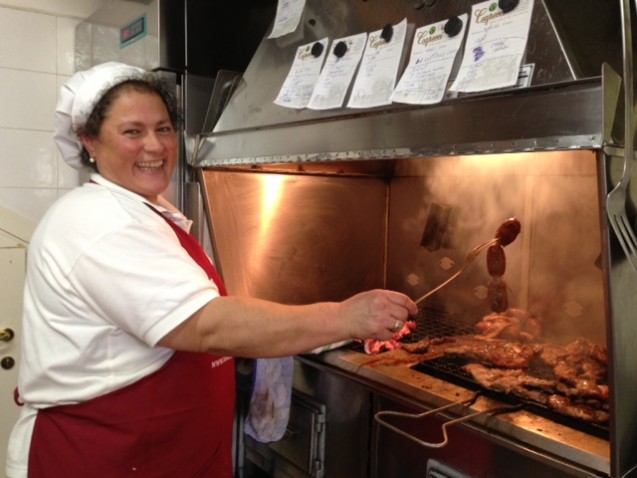 Mariella at the grill