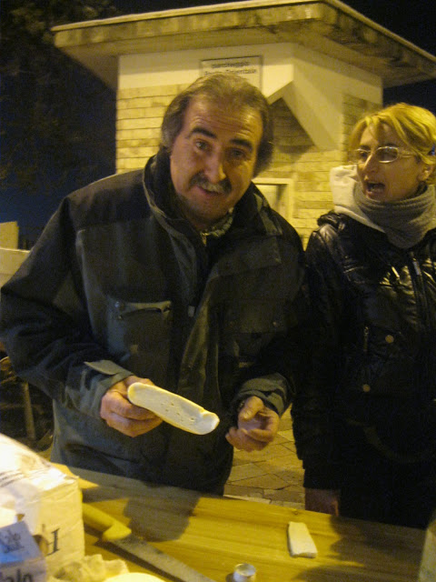 Signor Roberto contributed his caciotta cheese to the bruschetta feast