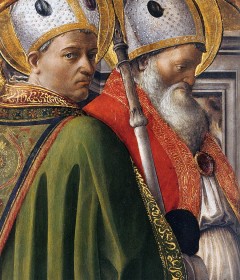 Sts Augustine and Ambrose, tempera and gold on wood (ca 1437), Fillippo Lippi, L'Accademia Albertina, Torino, Italy